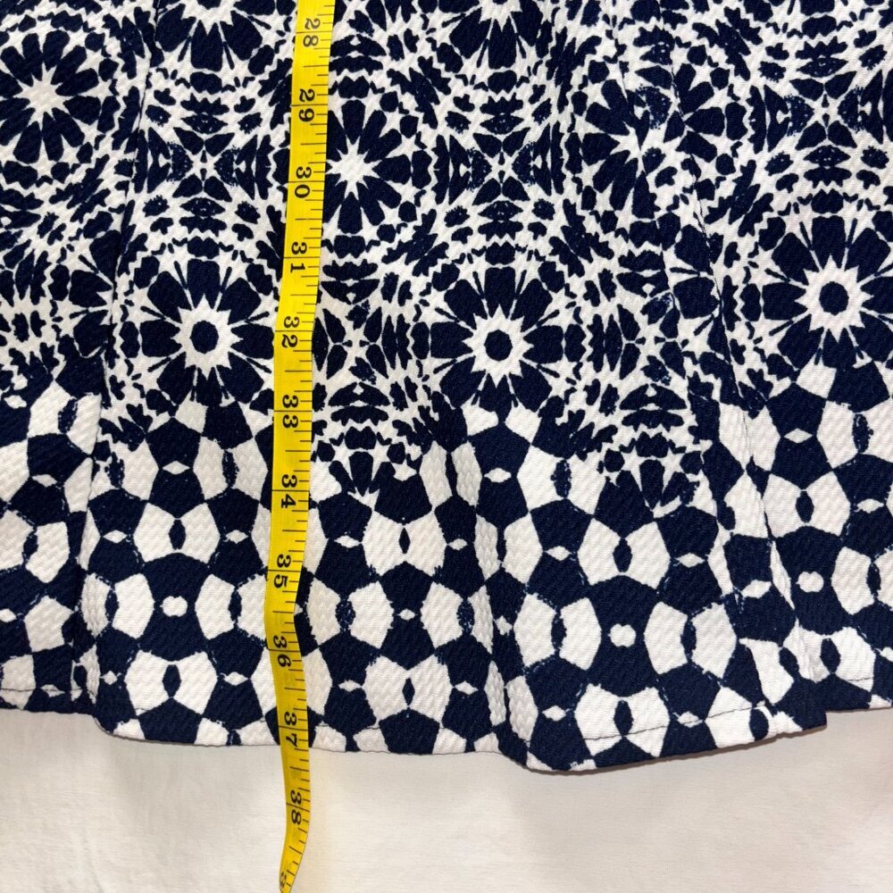 Blue & White Sleeveless Geometric Print Dress - Size S - Picture 6 of 8